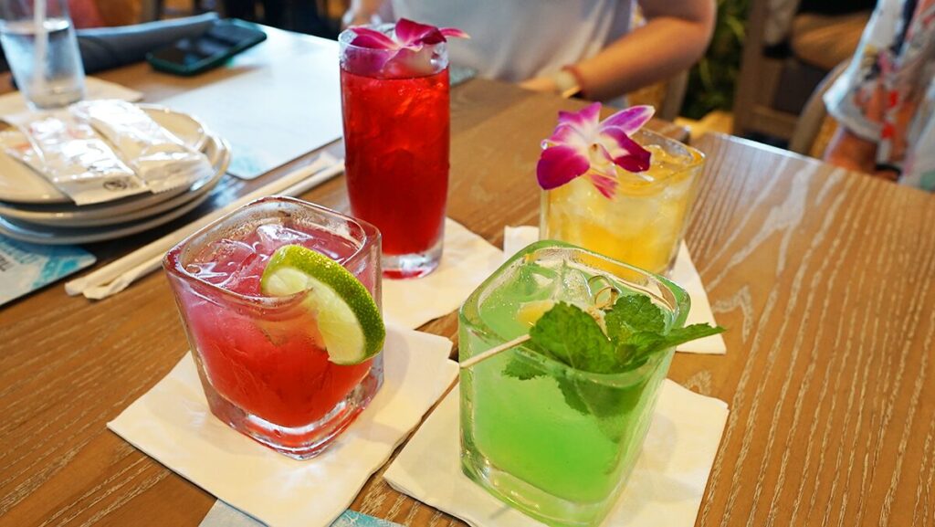 Cocktails on the menu at Wailulu Bar & Grille at the Island Tower at Disney's Polynesian Villas