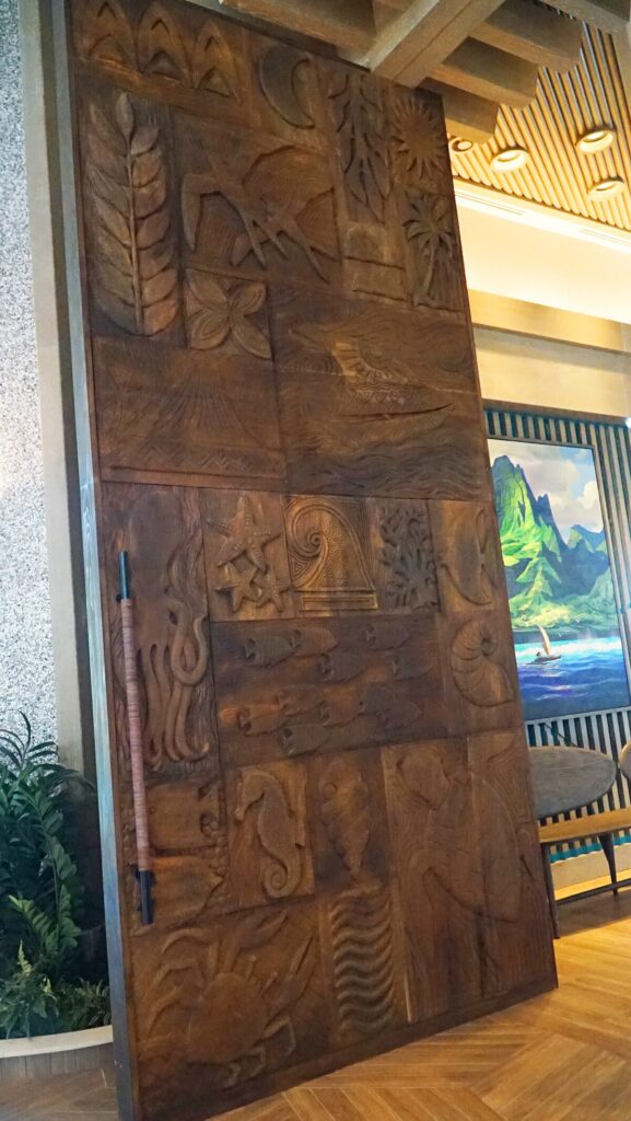 Hand-Carved Door at Wailulu Bar & Grill at the Island Tower at Disney's Polynesian Villas